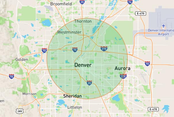 Map showing the service area.